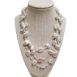Bijoux Max Necklace Faux‎ Pearl White Multi Strand
